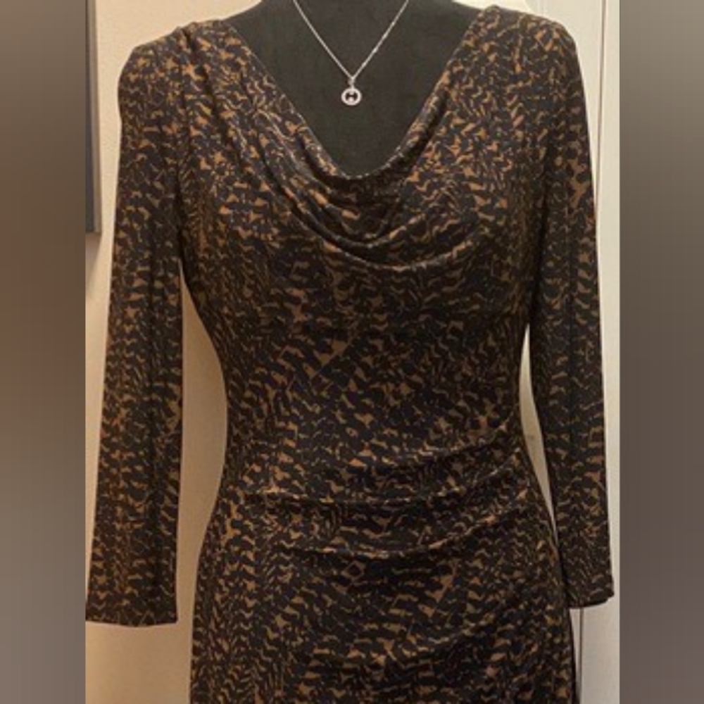 Ralph Lauren Chic Black and Brown Patterned Dress